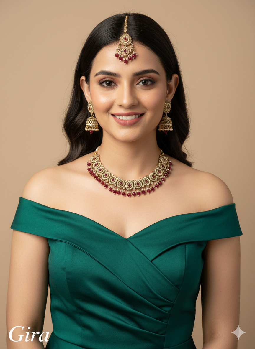 Antique Maroon Necklace Gira sets