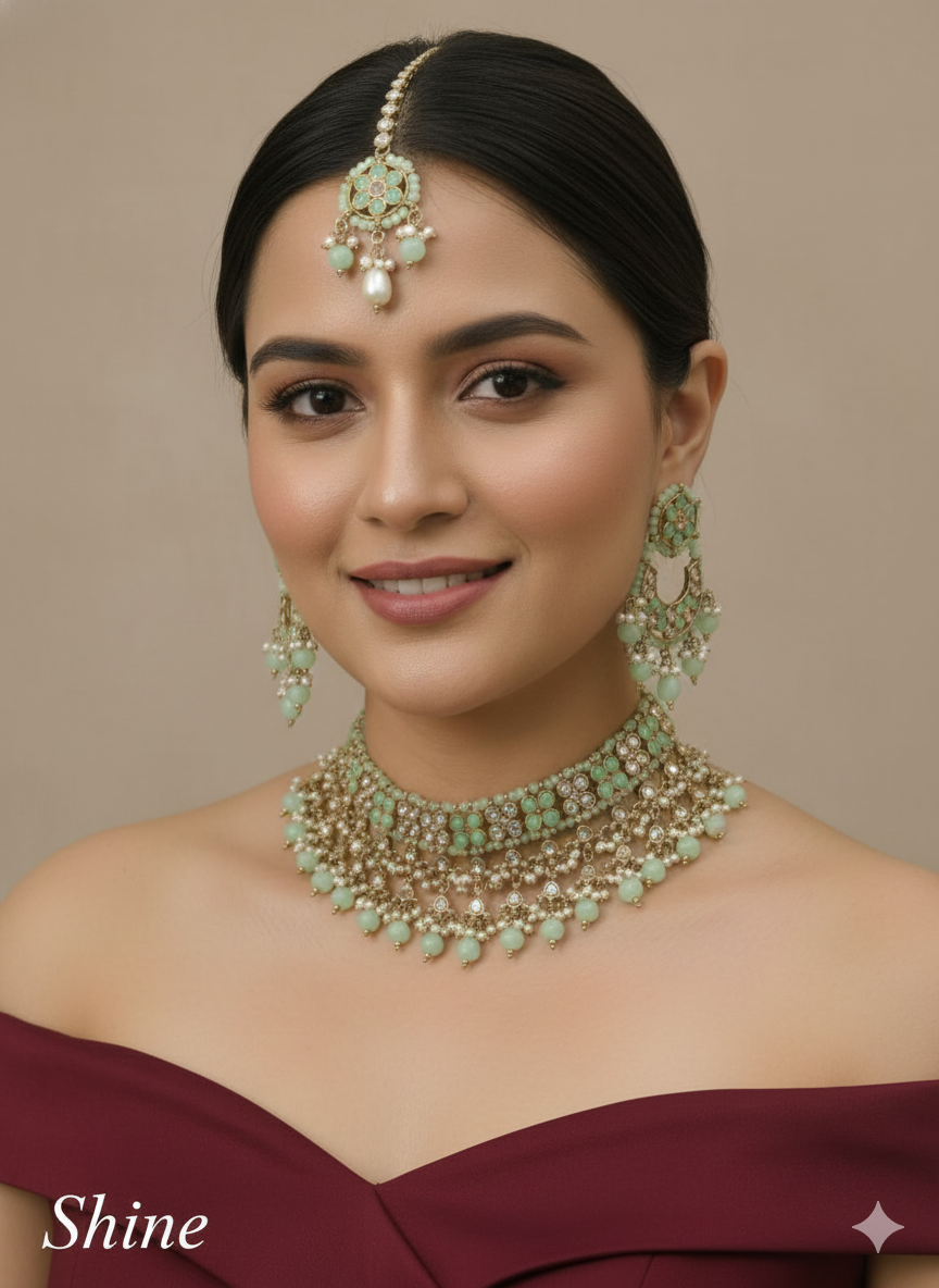 Pista Color Choker Jewellery Shine Set