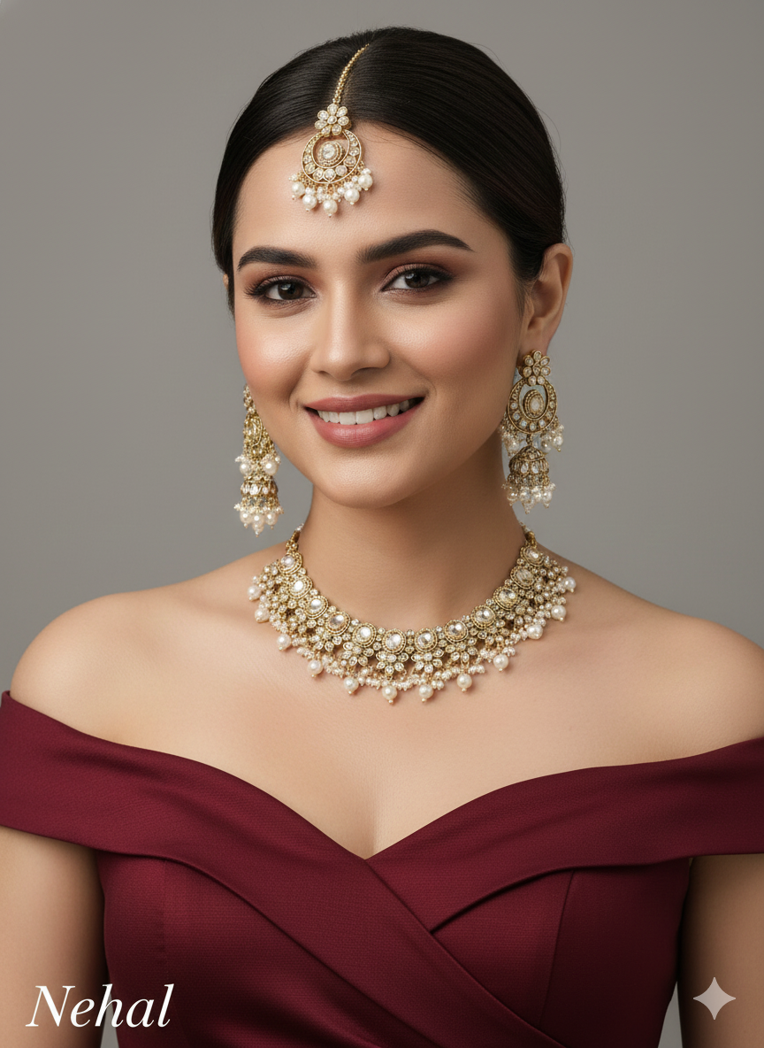 Antique Gold Necklace Jewellery Nehal Set