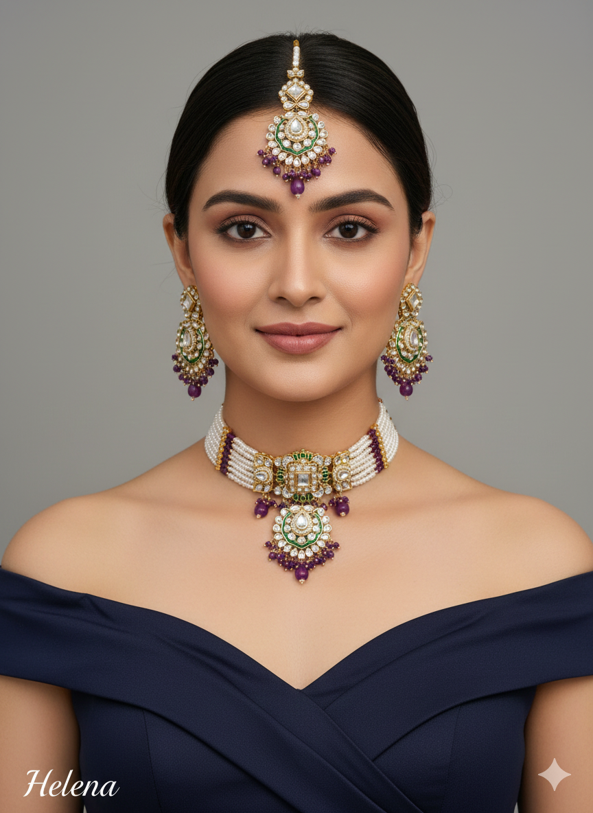 Mint Kundan Choker Jewellery Helena Sets