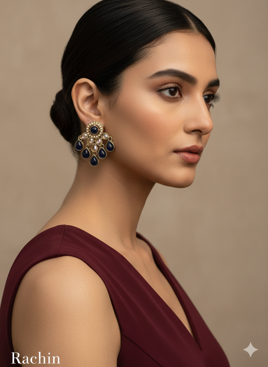 Black Antique Gold Bollywood Rachin Earrings