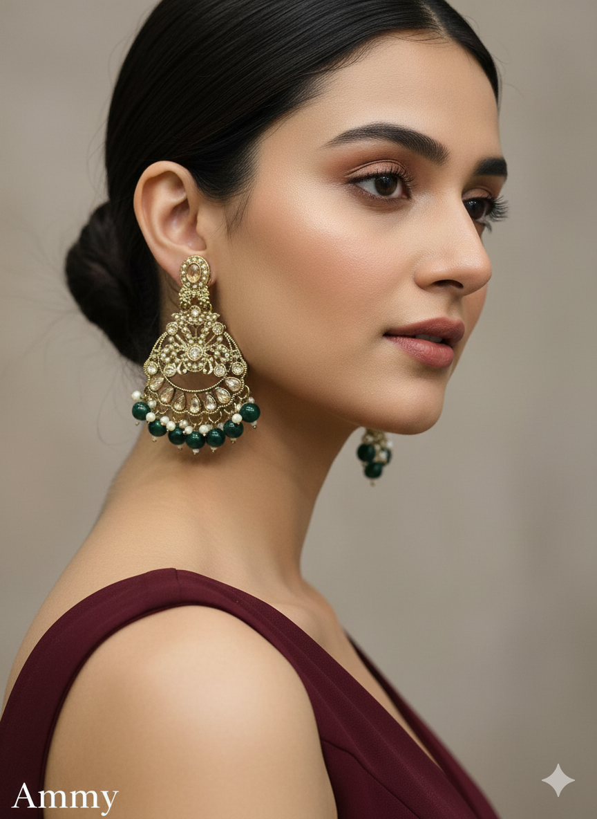 Antique Gold Bollywood Ammy Earrings