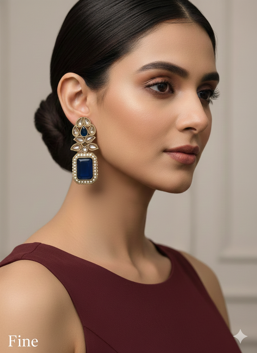 Rama Green Antique Gold Bollywood Fine Earrings