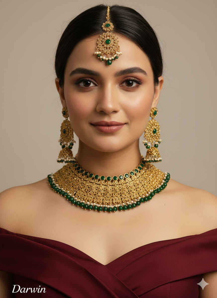 Green Necklace Jewellery Darwin Set