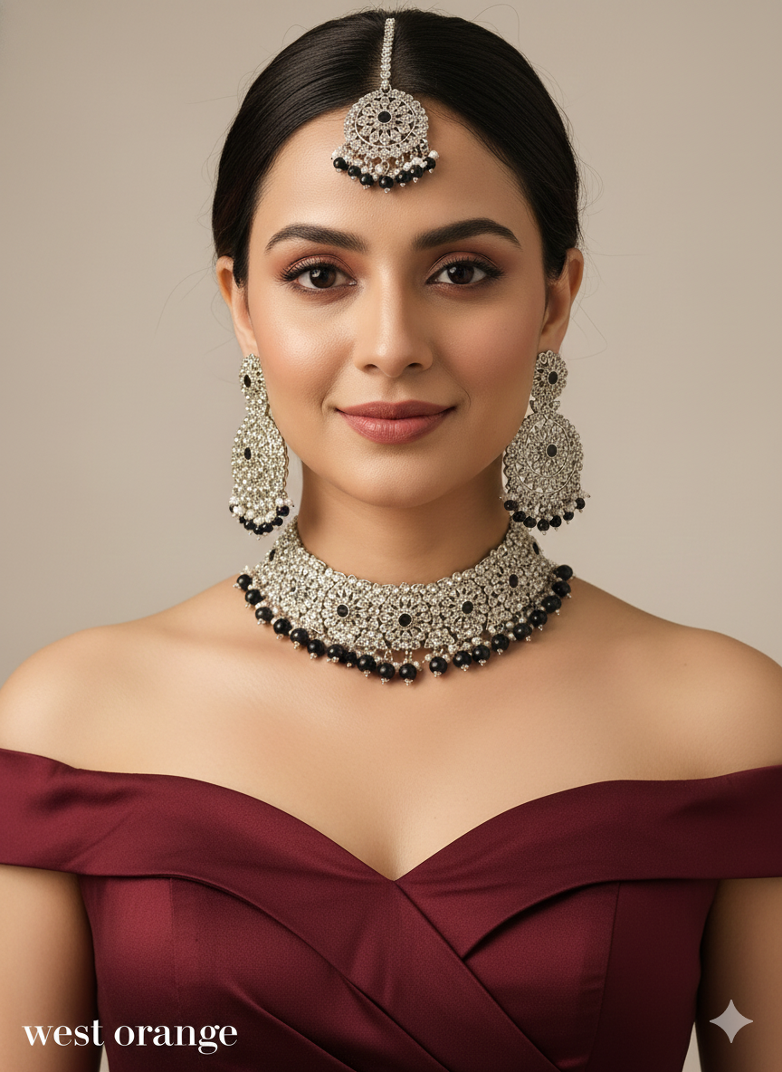 Sky Blue Choker Jewellery West Orange Set