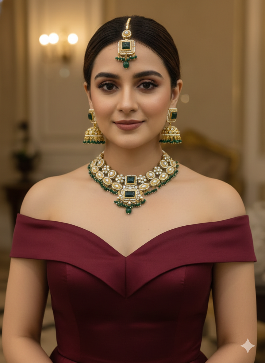 Gold Green Kundan Nacklace Chitra sets
