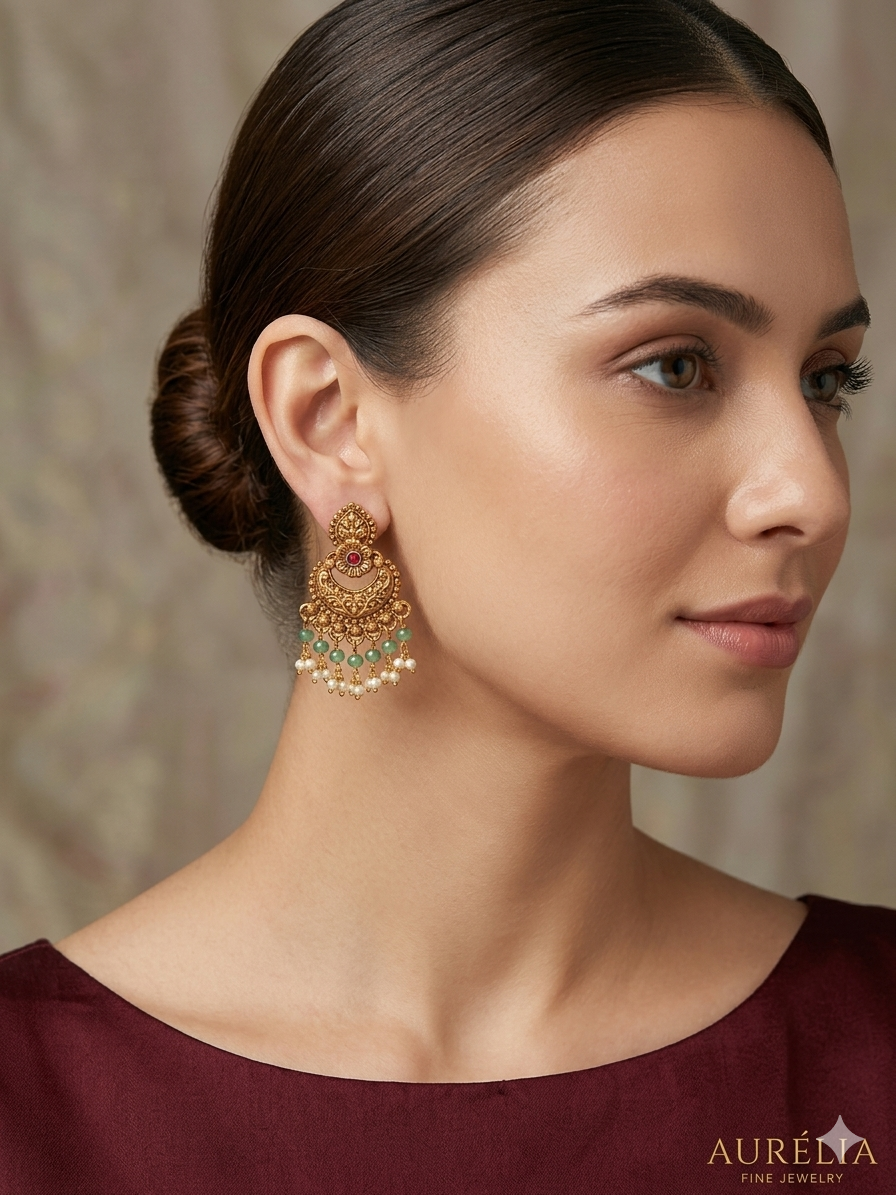Gold Polki Niha Earrings