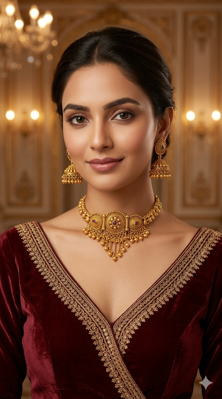 Gold Polki Ruby Choker Kirtika Jewellery Polki Set