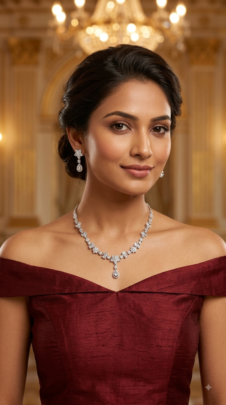 Green American Diamond Ad Necklace Alexa Sets