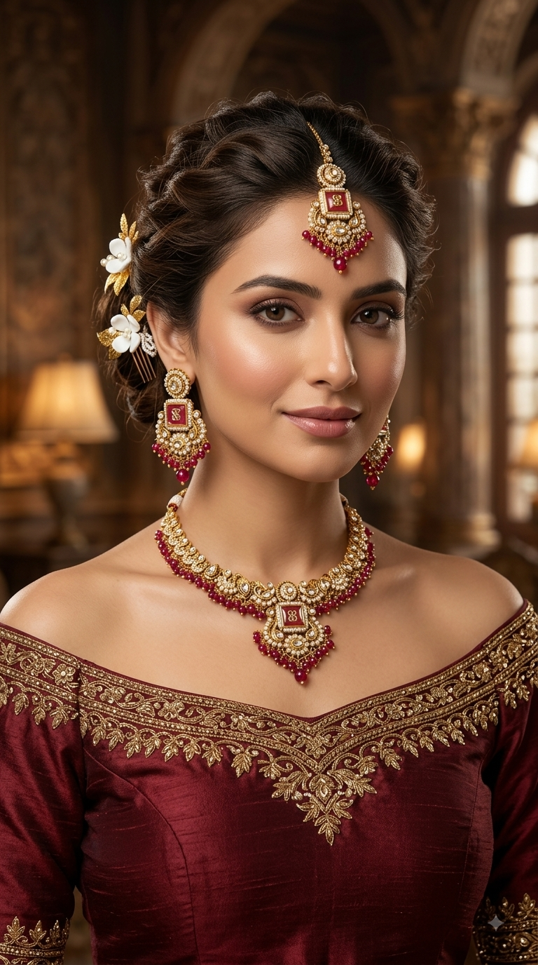 Gold White Kundan necklace Set/ kundan Indian Soni jewellery sets