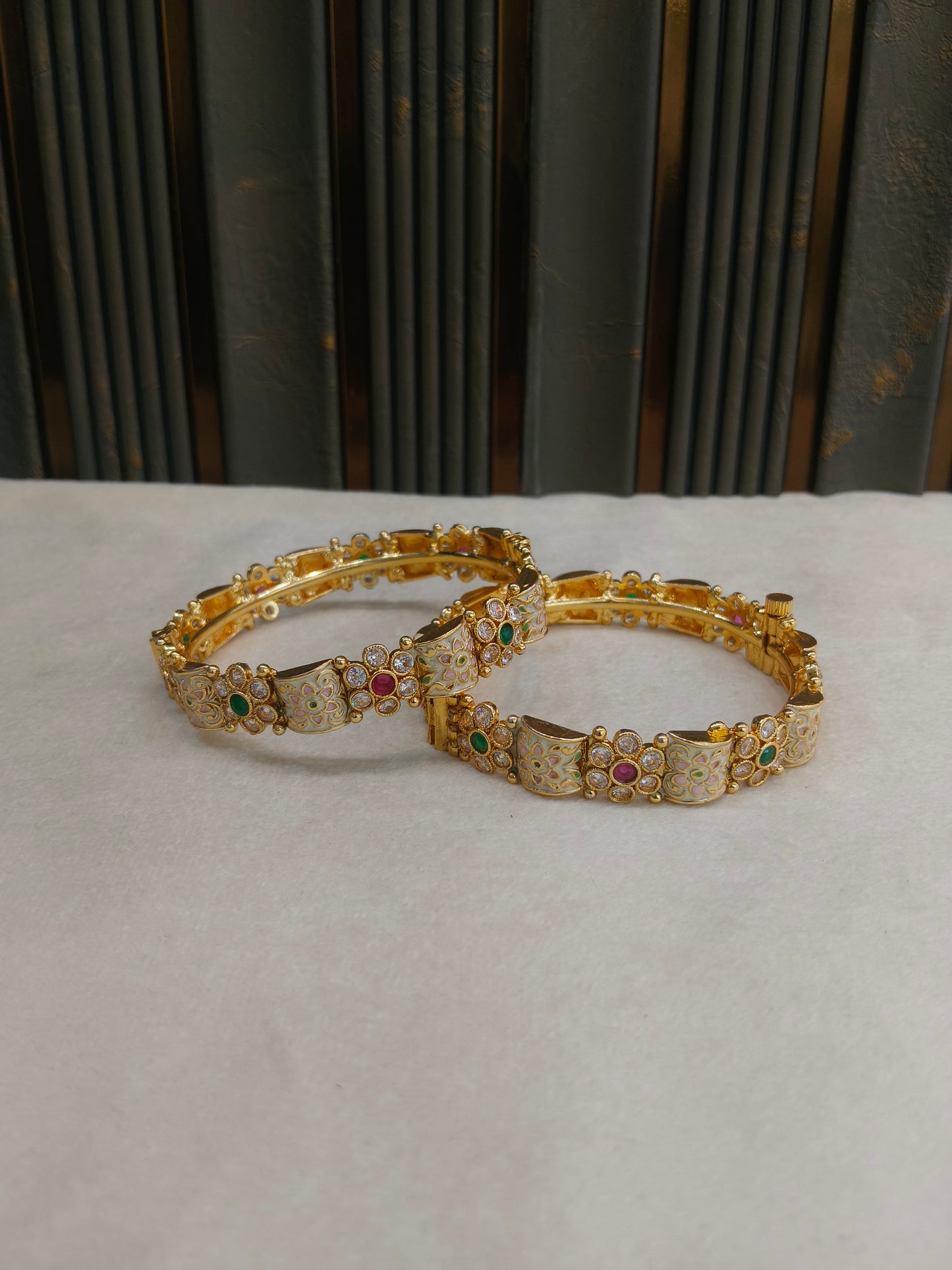 Bangles jewelry /Traditional bollywood jewelry Ruby Green Liza Gold bangles