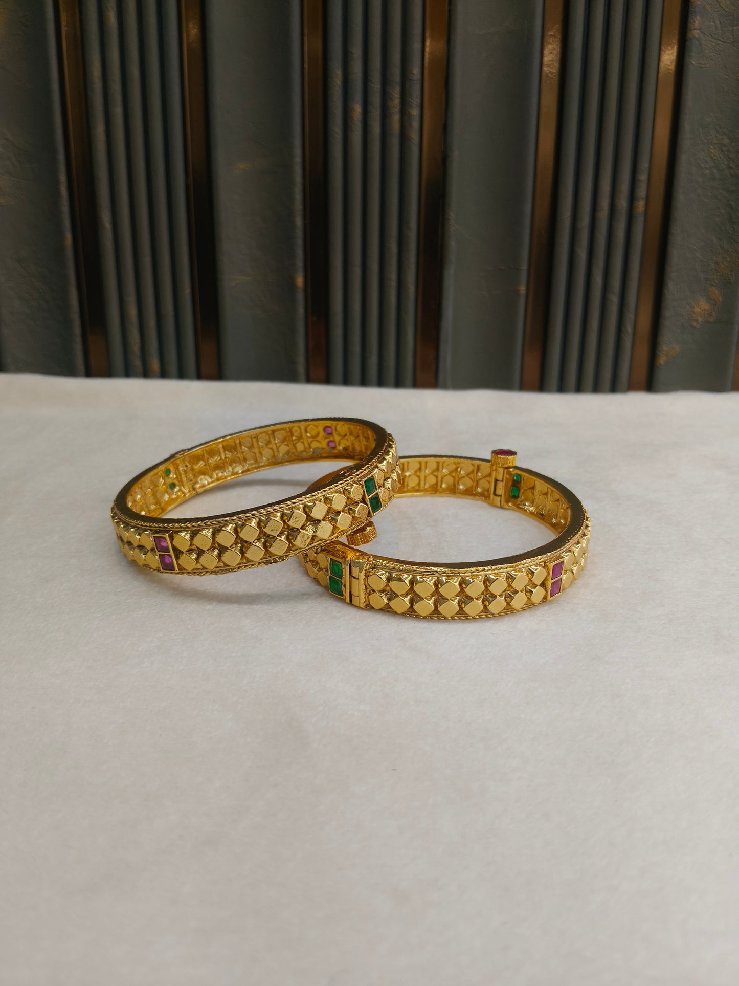 Bangles jewelry /Traditional bollywood jewelry Ruby Green Iqra Gold bangles