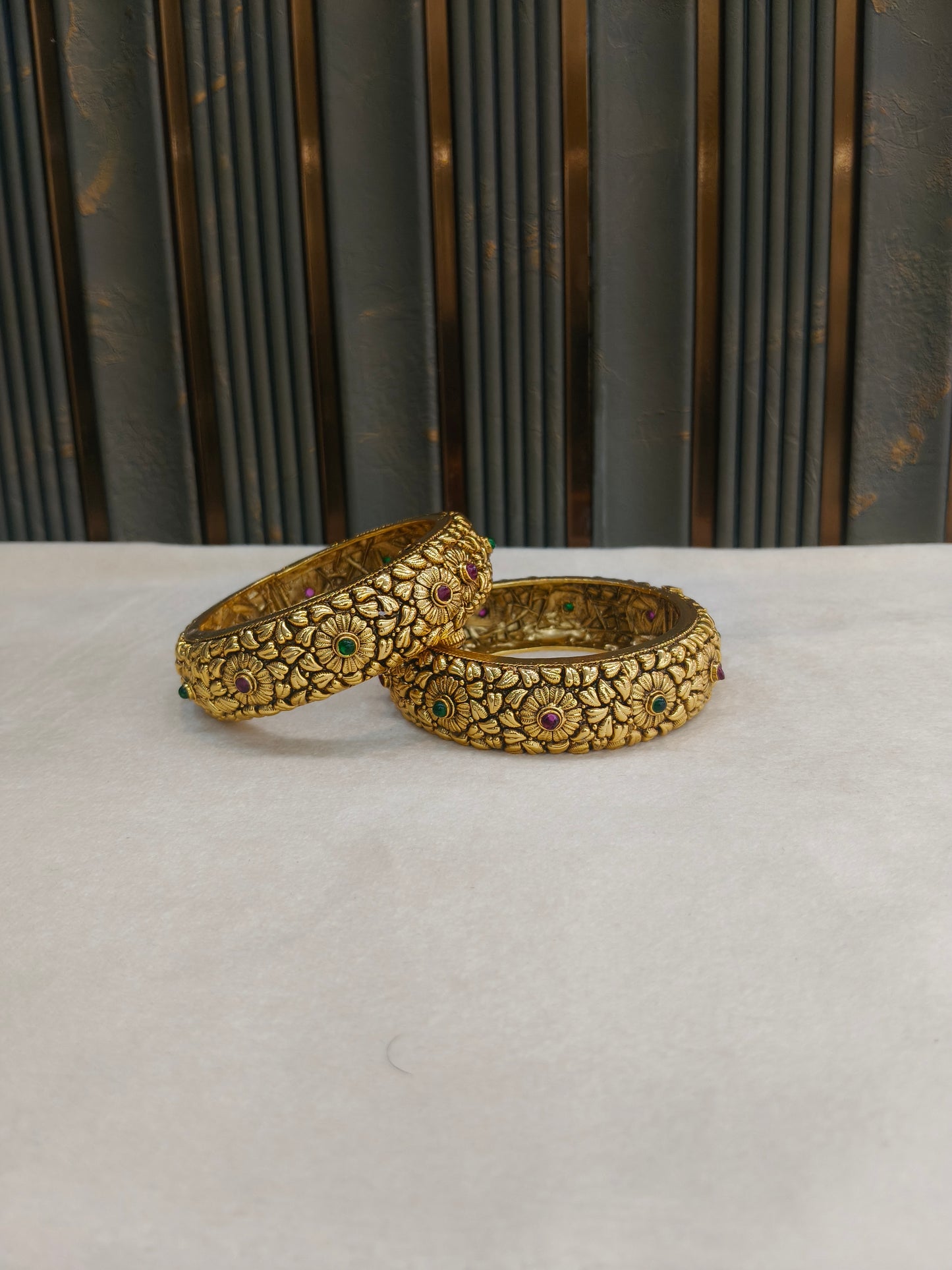Bangles jewelry /Traditional bollywood jewelry Ruby Green Hajra Gold bangles