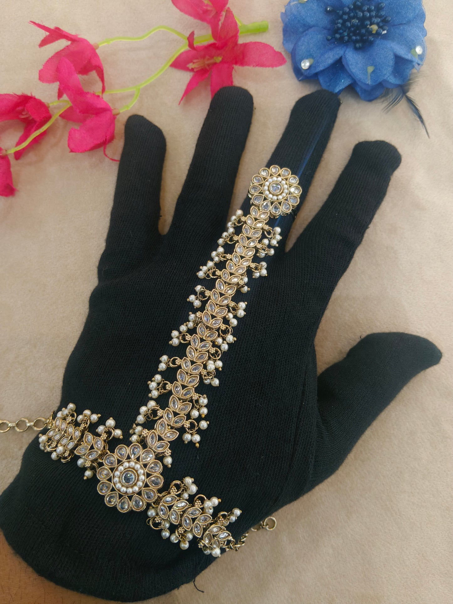 Hand Bracelets Bridal Pair Finger Ring Panja Jewellery
