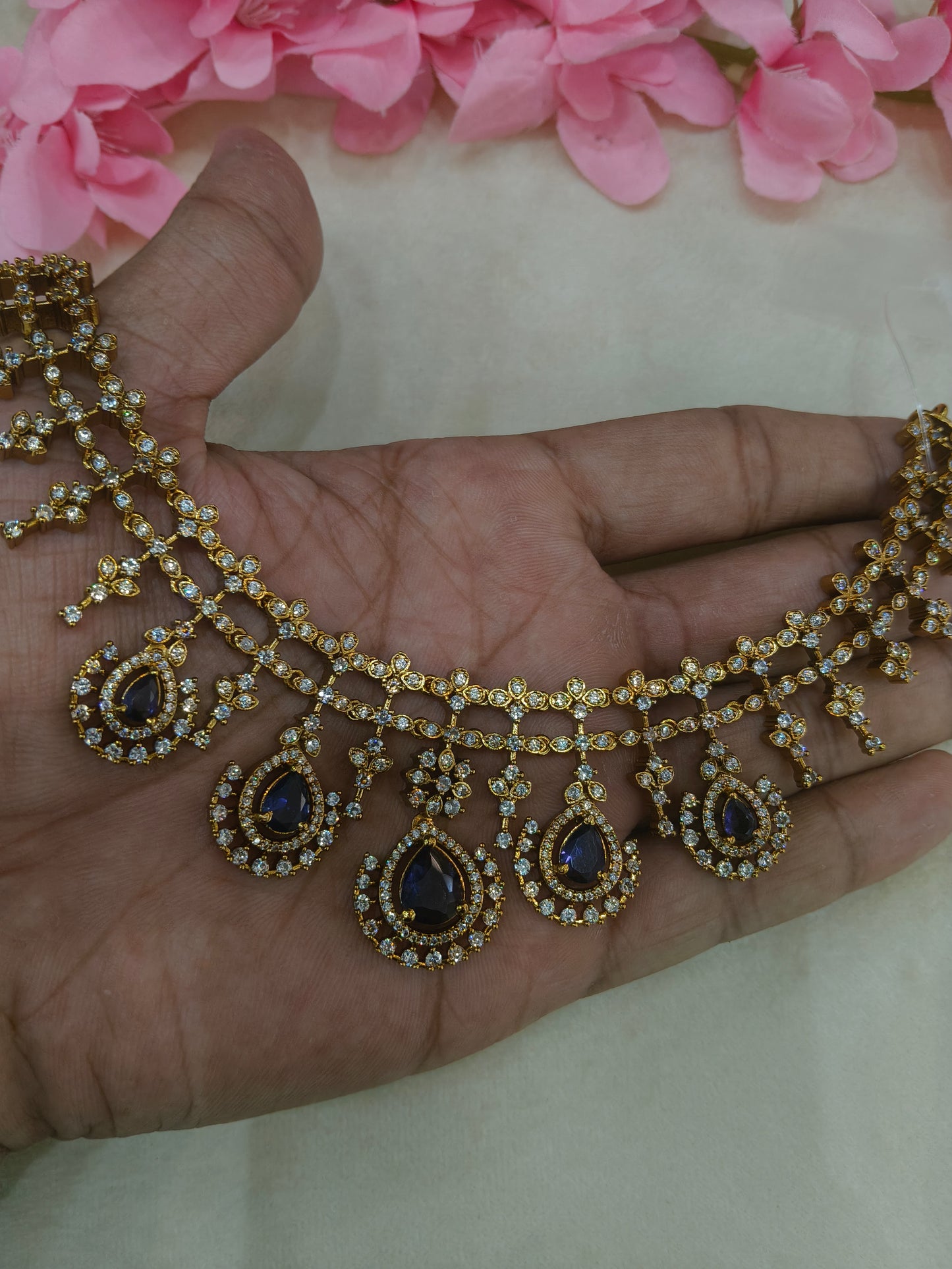 Antique Gold Purple Cz Necklace Jewellery Pvita Set