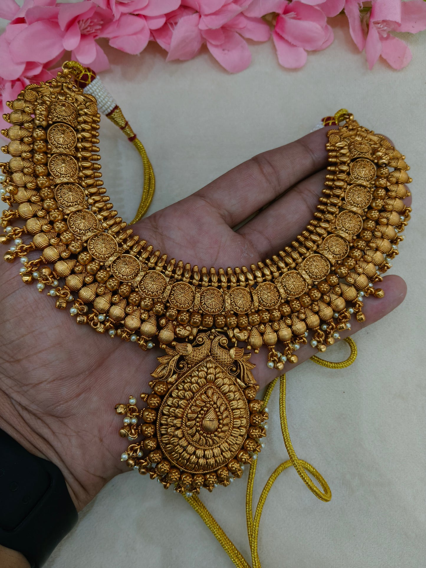 Gold Polki Bridal Necklace Kang Set