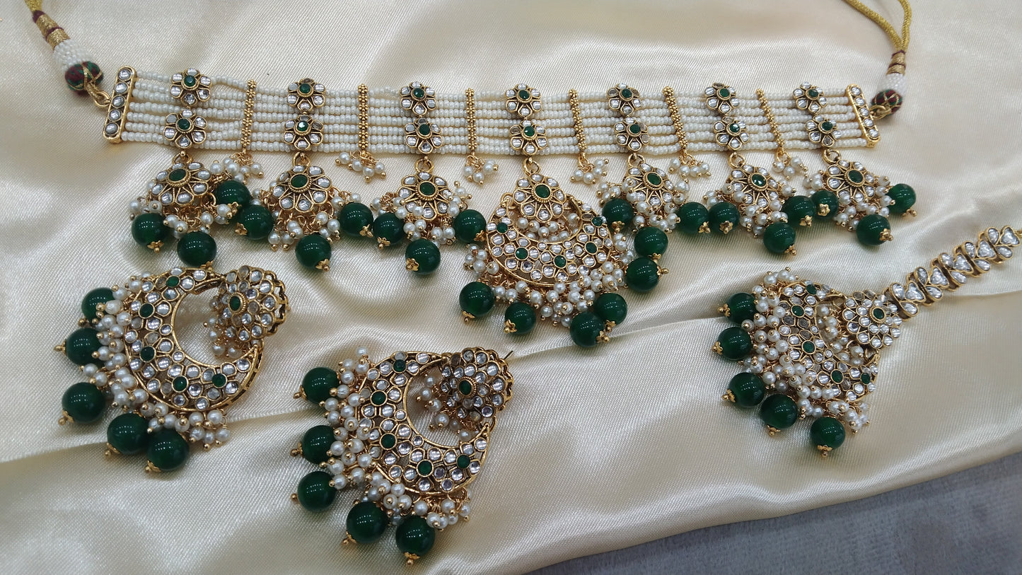 Dippi Green Kundan Indian Jewellery Set