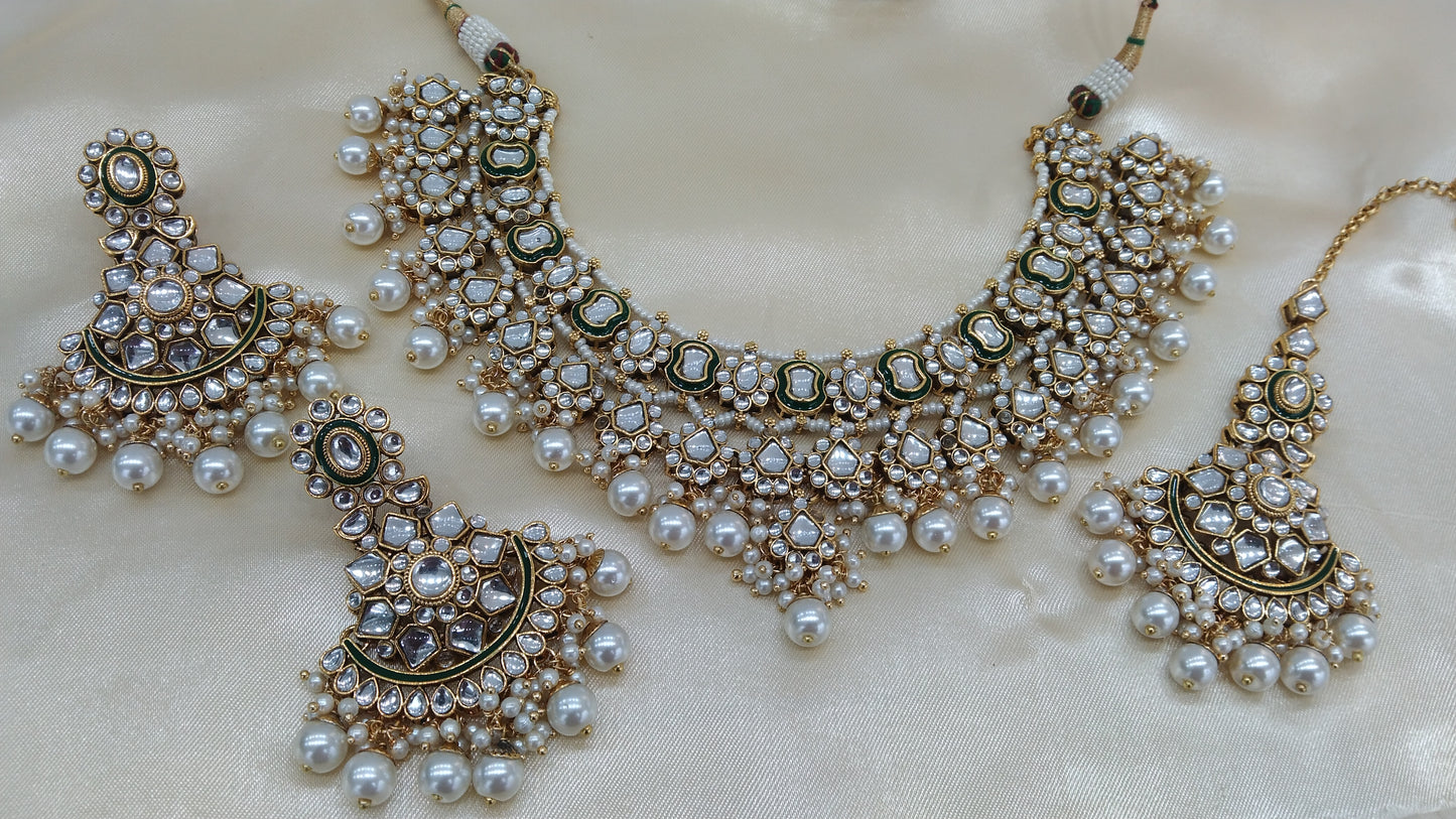 Divyasri White kundan Indian Jewellery Set