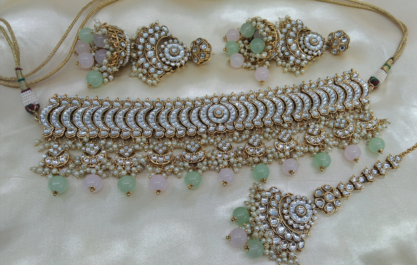 Diksika Pista pink kundan Indian Jewellery Set