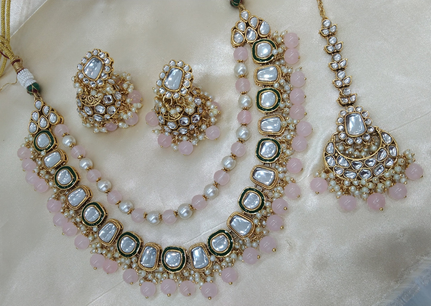 Farzana Baby Pink kundan Indian Jewellery Set