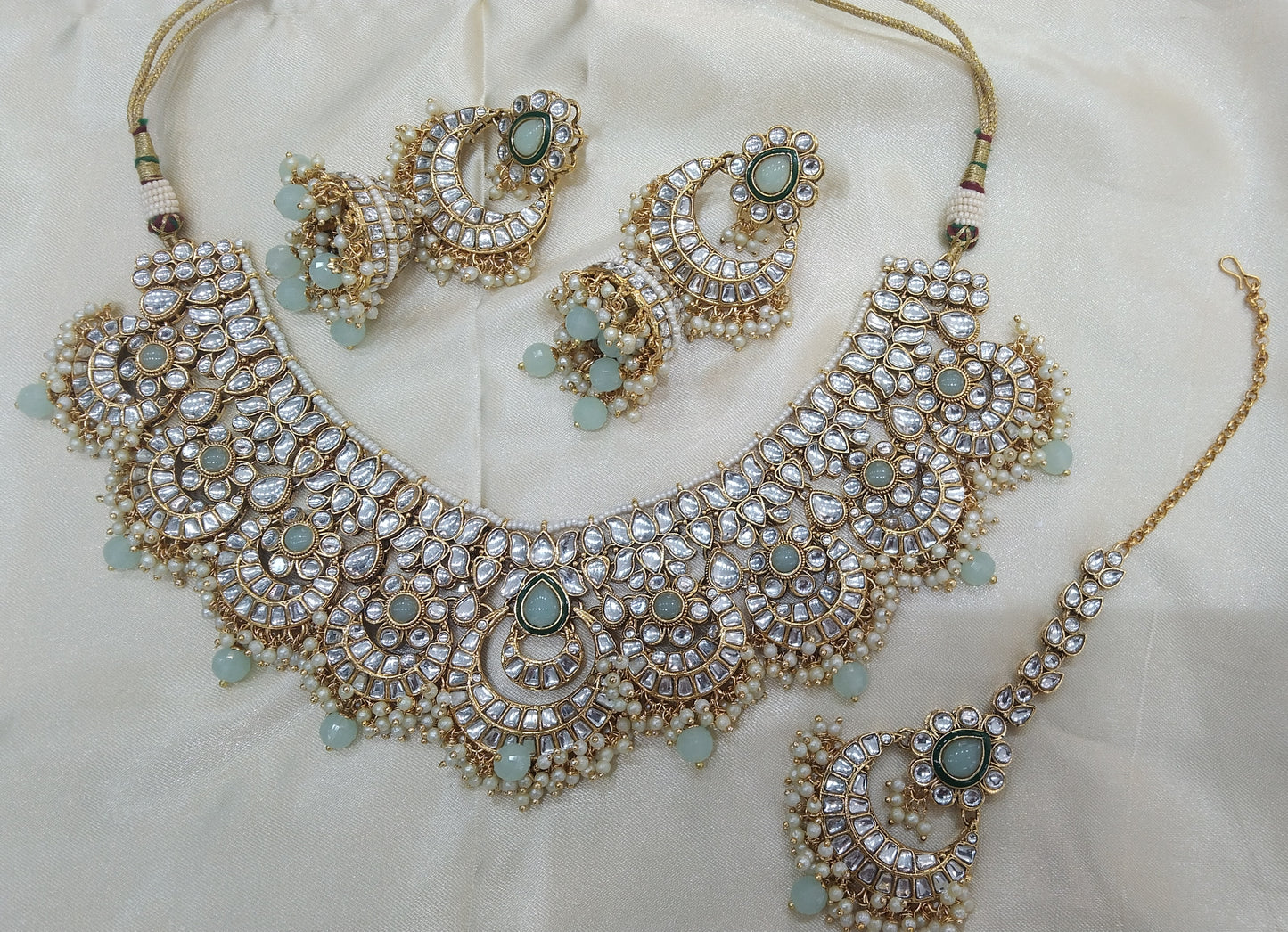 Gagan sea green kundan Indian Jewellery Set