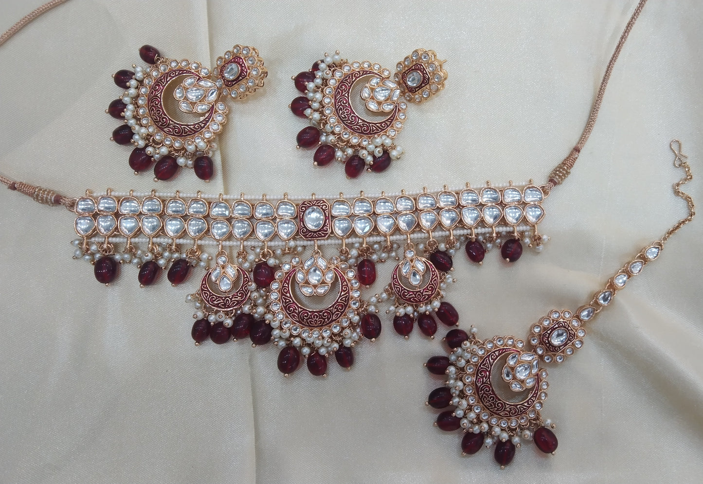 Freya Green kundan Indian Choker Jewellery Set
