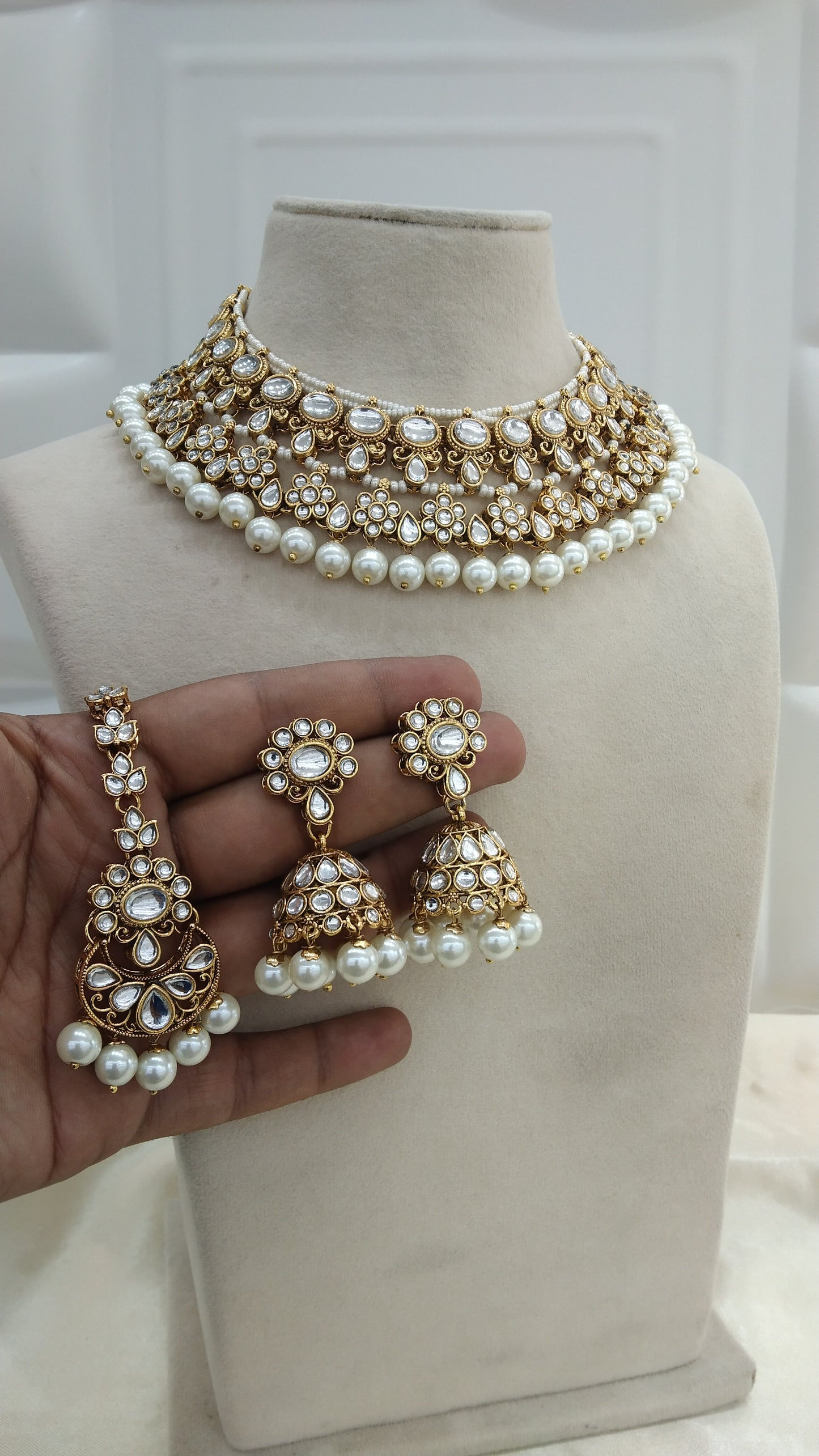 Garry White kundan Indian Necklace Jewellery Set