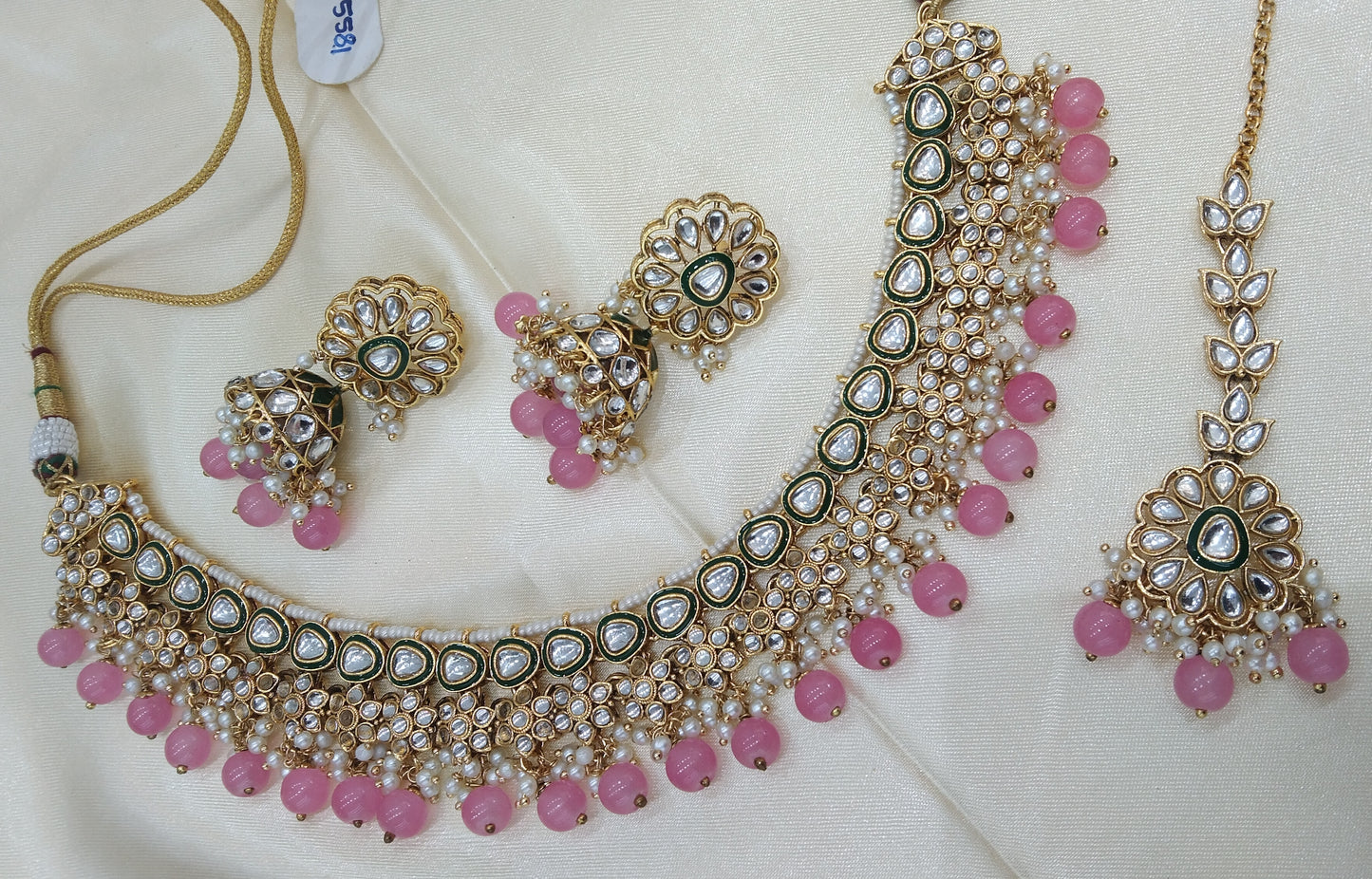 Harry Pink kundan Indian Necklace Jewellery Set