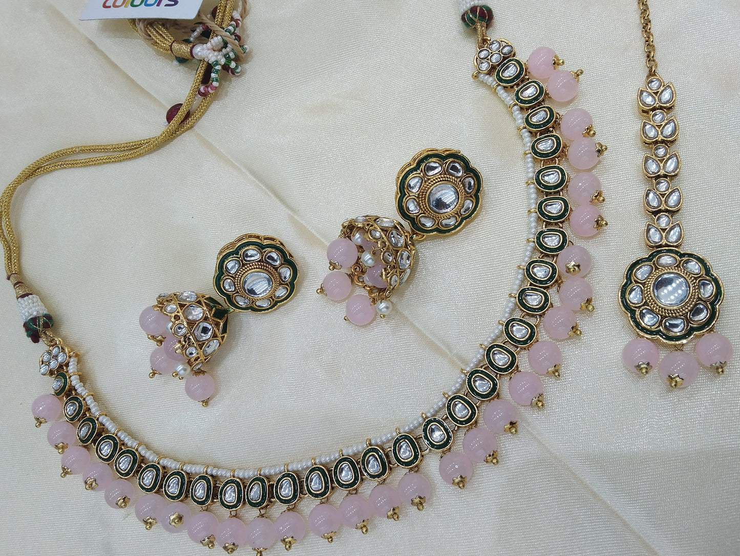 Honey Baby pink kundan Indian Necklace Jewellery Set