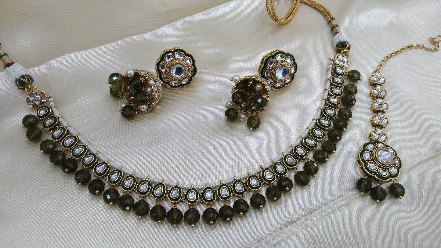 Honey Mehndi kundan Indian Necklace Jewellery Set