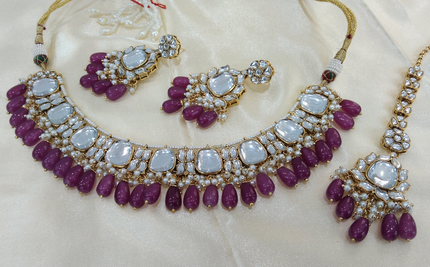 Janvi Rubi kundan Indian Necklace Jewellery Set