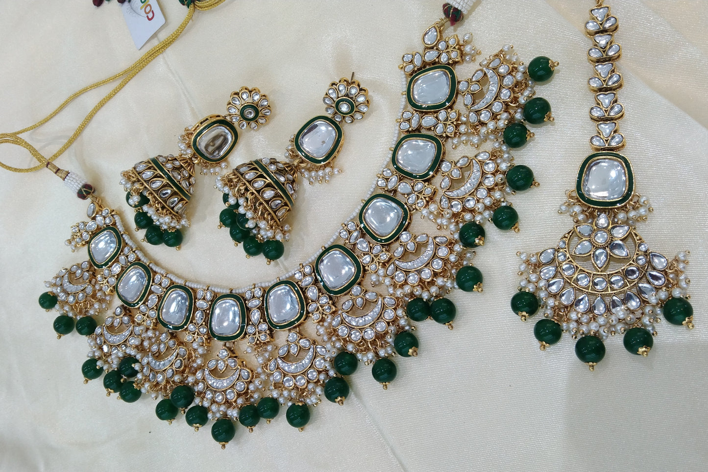 Kirat Green kundan Indian Necklace Jewellery Set