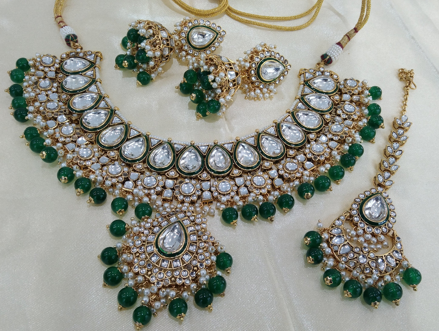 Kiran Green kundan Indian Necklace Jewellery Set