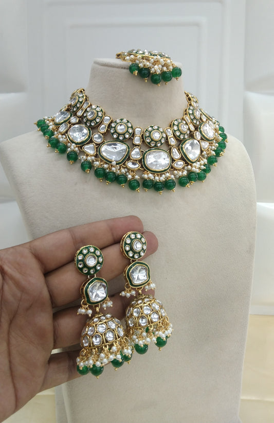 Keri Green kundan Indian Necklace Jewellery Set