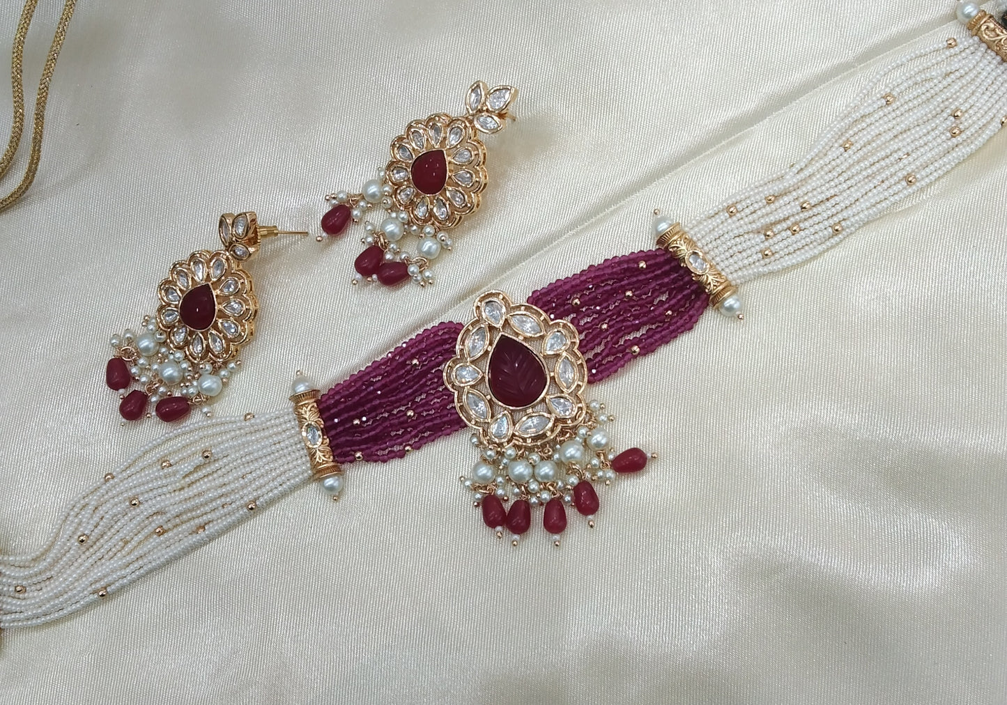 Navi Ruby kundan Indian Choker Jewellery Set