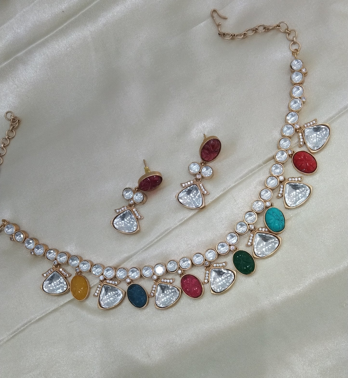 Neha Multicolor kundan Indian Necklace Jewellery Set