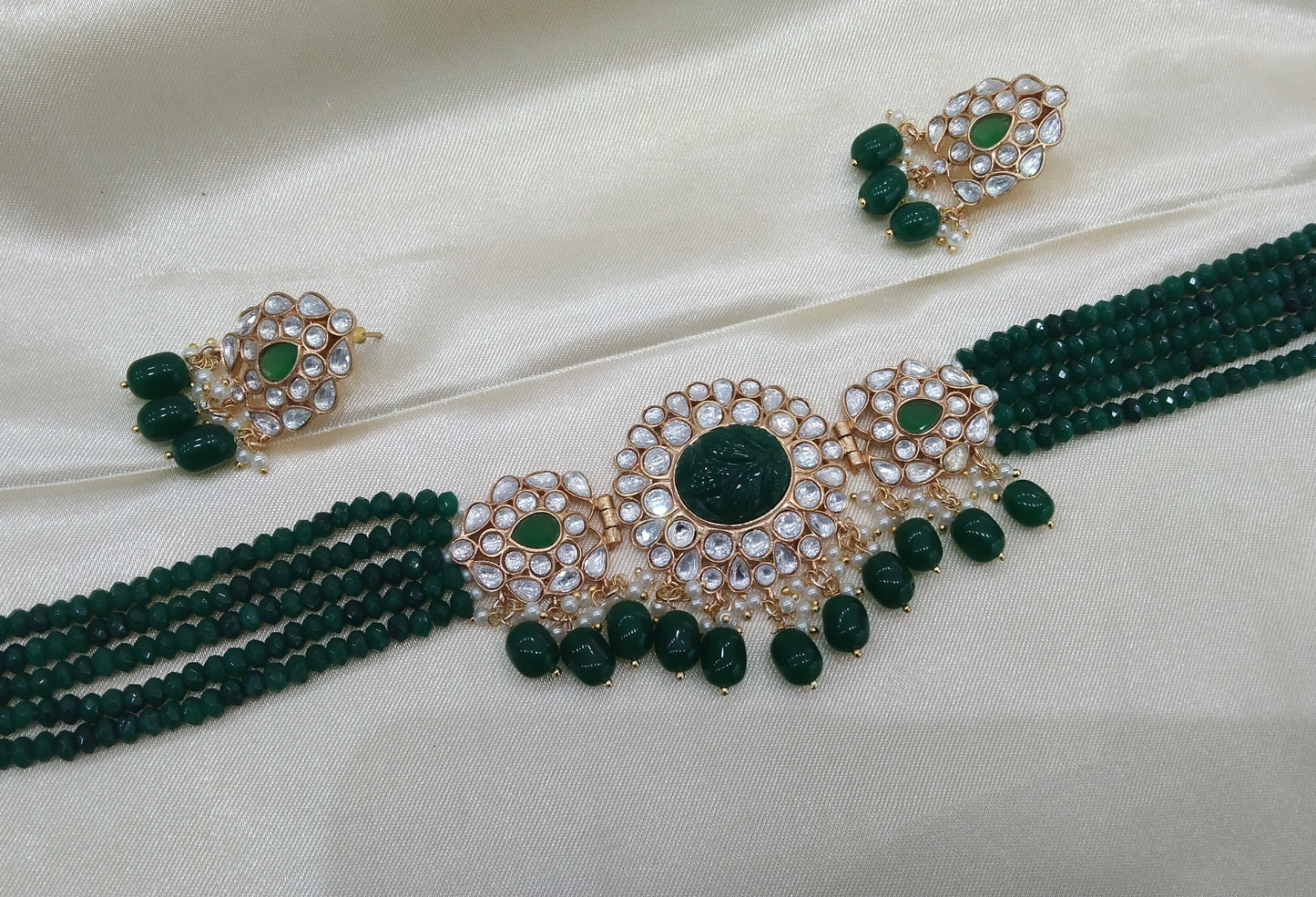 Nikk Green kundan Indian Choker Jewellery Set
