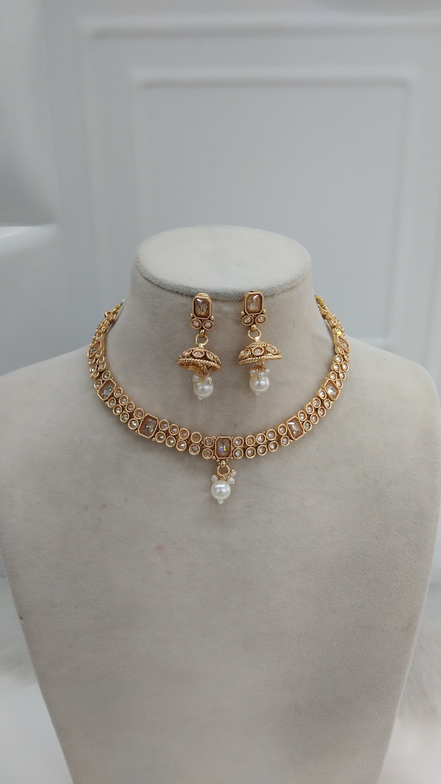 Polki Gold Necklace Jewelry challa Set