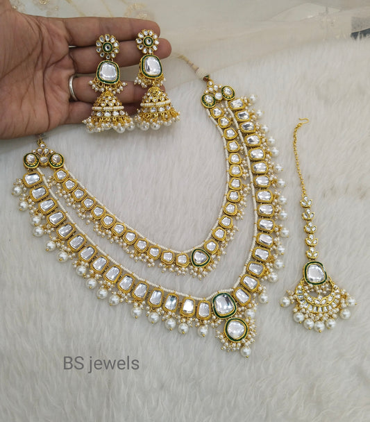 Kundan Layered Necklace Jewelery Boywood Style Reshu Set