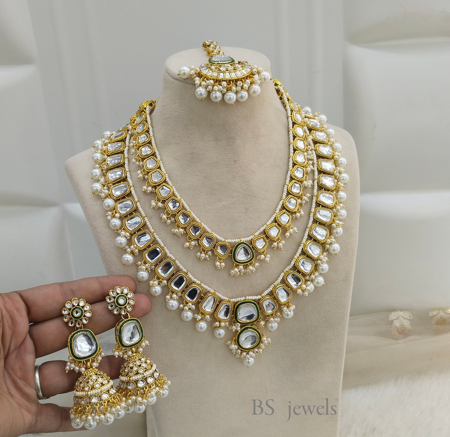Kundan Layered Necklace Jewelery Boywood Style Reshu Set