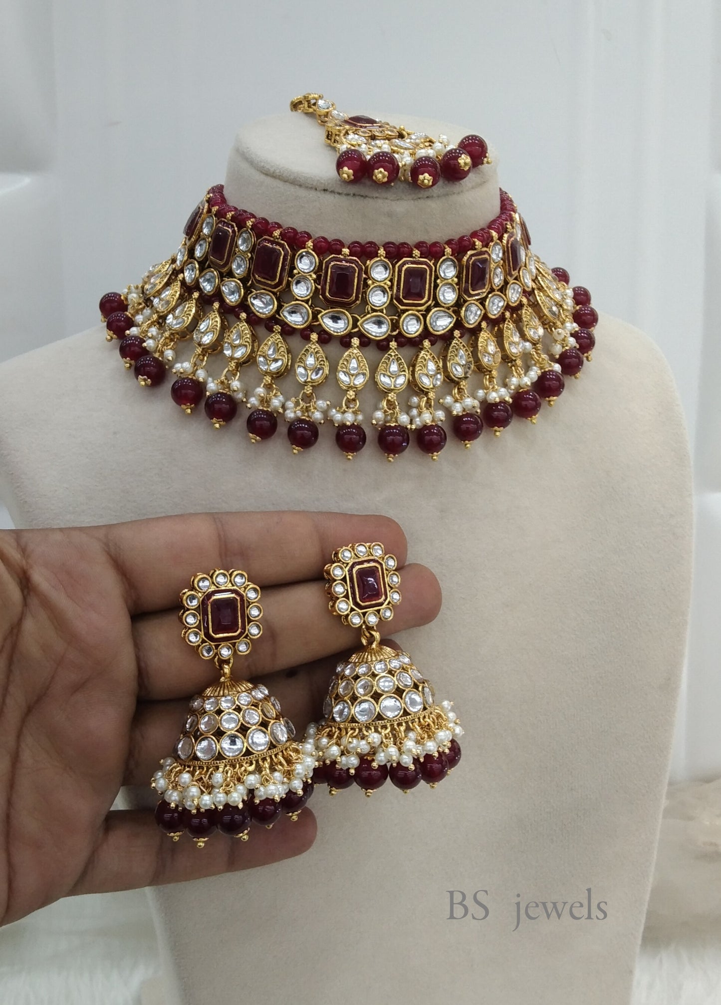 Ruby  Kundan Jewelry Shayla choker Set