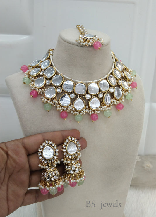 Sannu Gajri Mint  Kundan Jewelry  necklace set