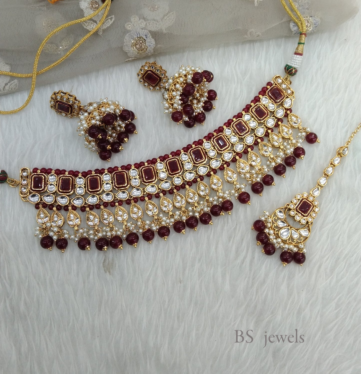 Ruby  Kundan Jewelry Shayla choker Set