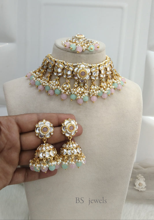 Pista Green Kundan Jewelry Sana choker Set