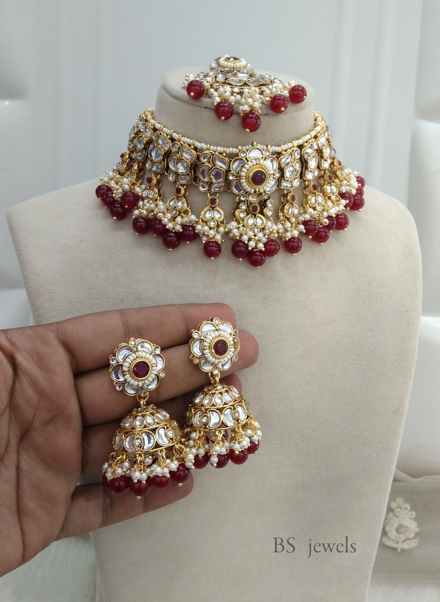 Ruby  Kundan Jewelry Sana choker Set