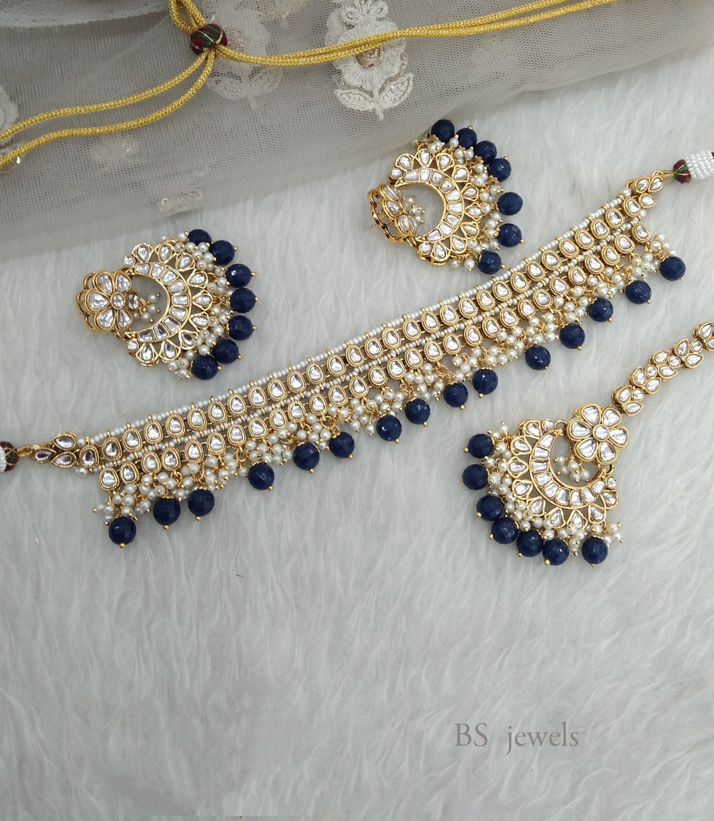 Blue Kundan Jewelry Siya Choker Set