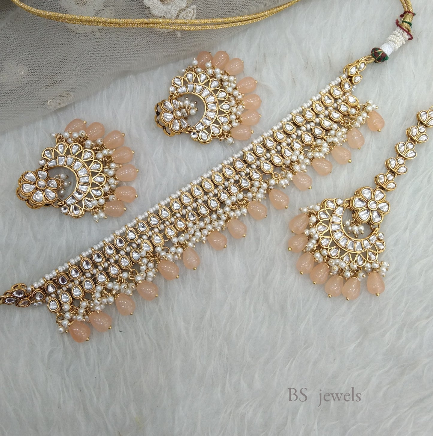 Peach Kundan Jewelry  Siya Choker Set