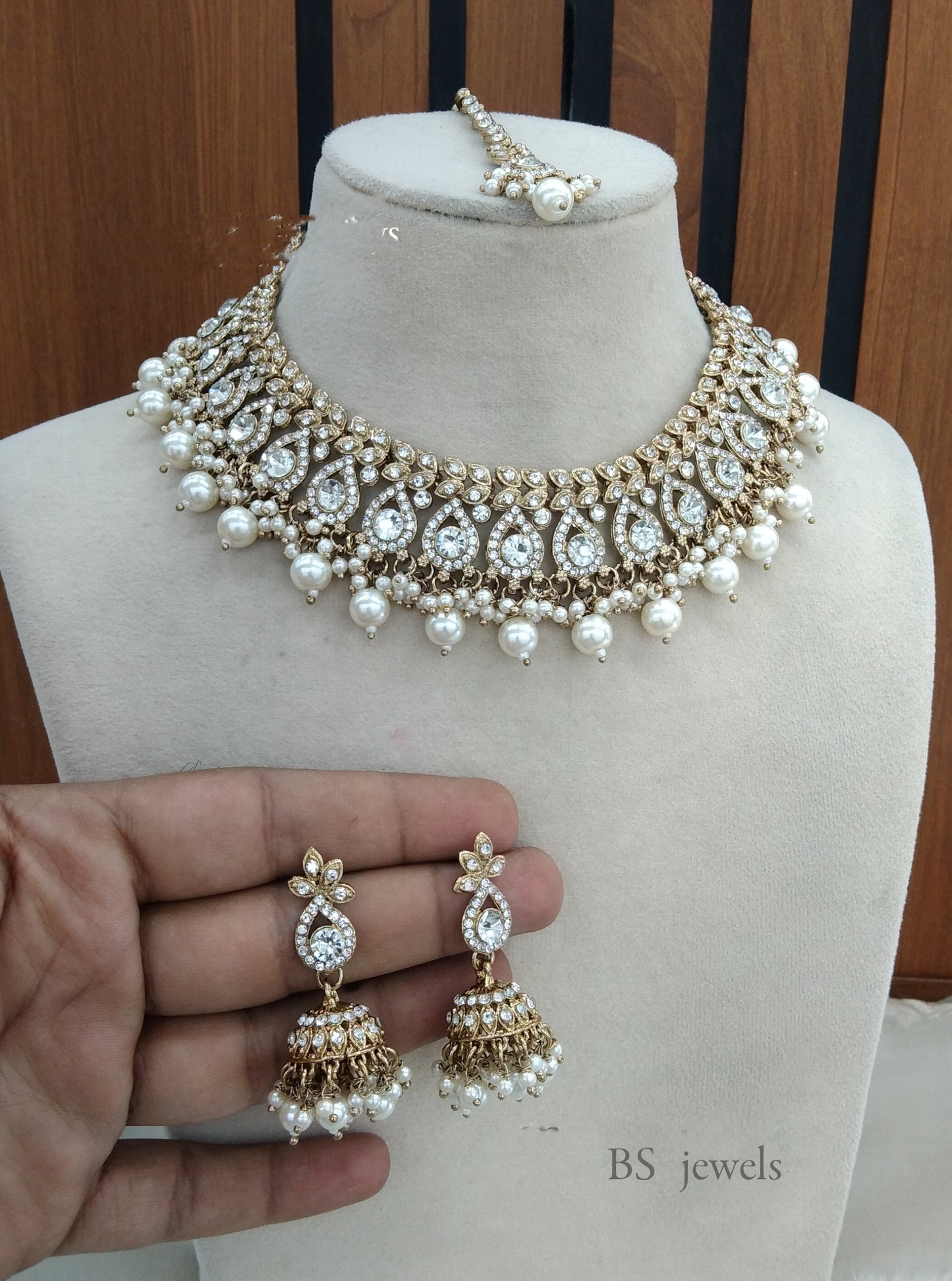 White Choker Set Indian  Choker Siraj Jewellery