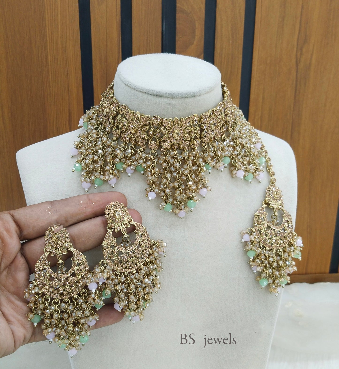 Pink Mint Choker Set Indian  Choker Siraj Jewellery