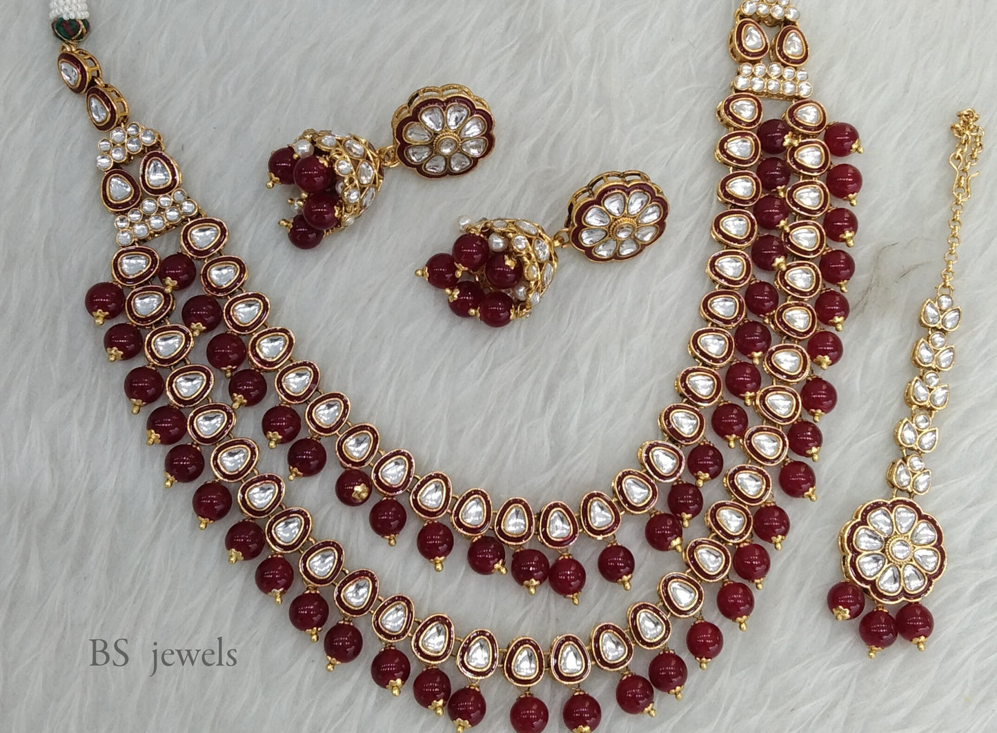 ruby Kundan Jewelry Tishu Set